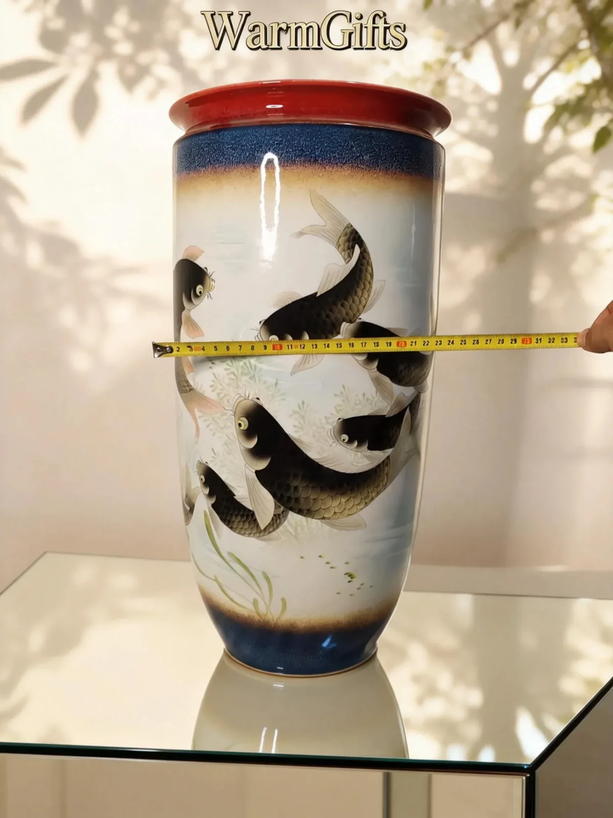 Colored Glaze Carp Arrow Vase