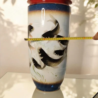 Colored Glaze Carp Arrow Vase
