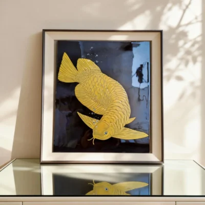 jinlongyu01 Golden Arowana in Raven-Black Glaze
