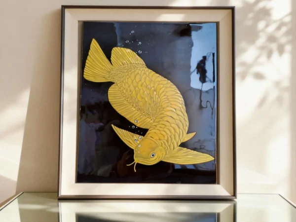 Golden Arowana in Raven-Black Glaze