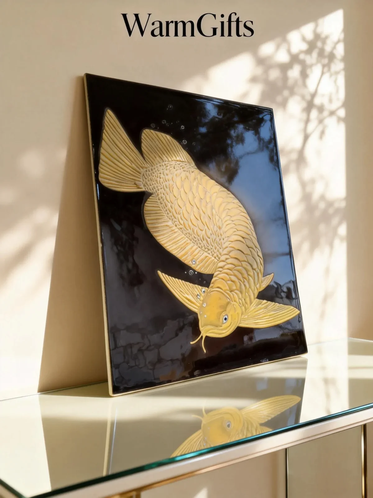 Jinlongyu02 Golden Arowana in Raven-Black Glaze