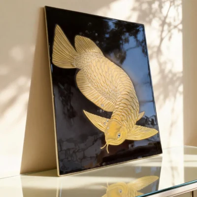 Jinlongyu02 Golden Arowana in Raven-Black Glaze