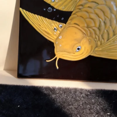 Jinlongyu03 Golden Arowana in Raven-Black Glaze