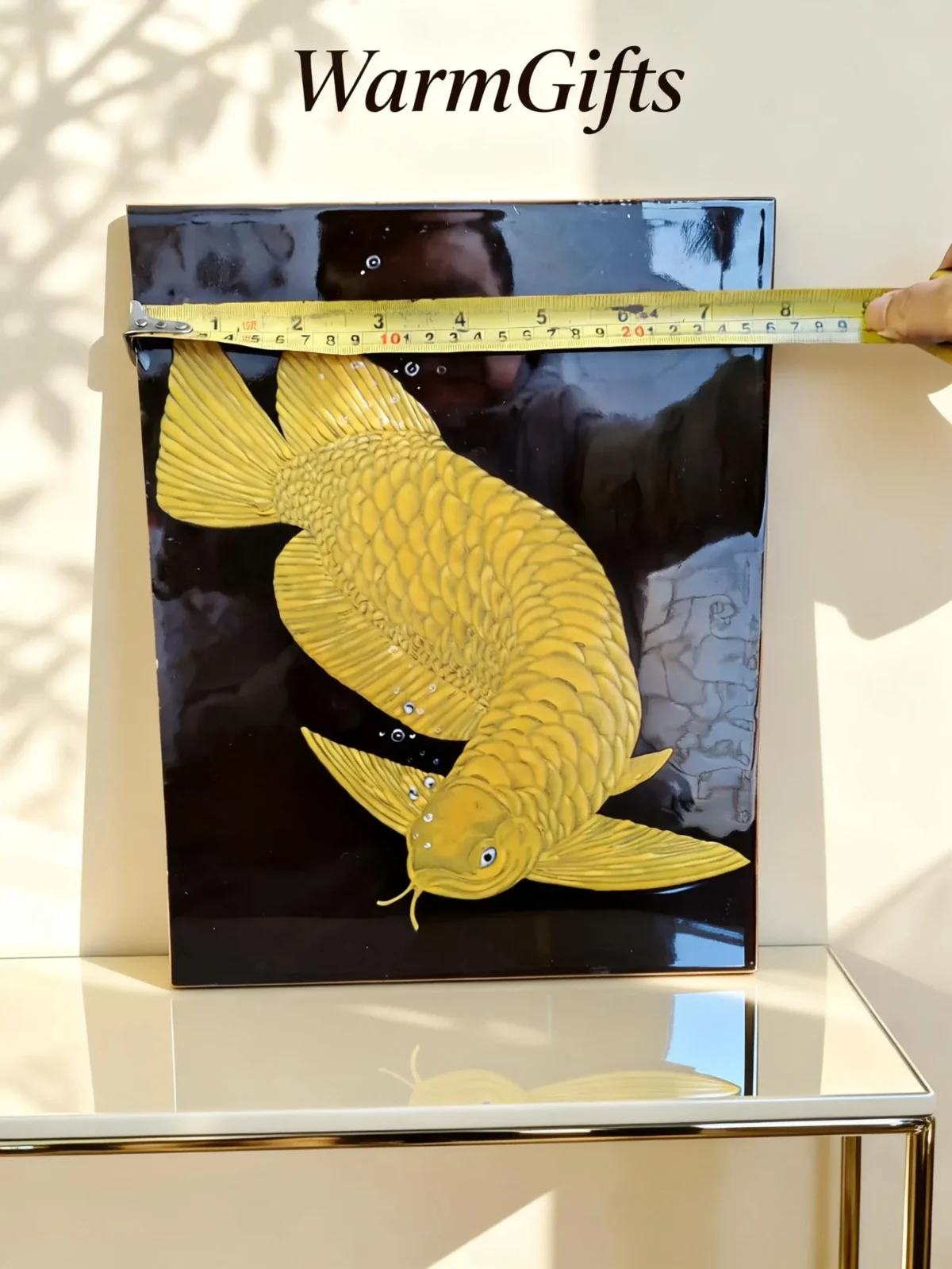 Jinlongyu04 Golden Arowana in Raven-Black Glaze