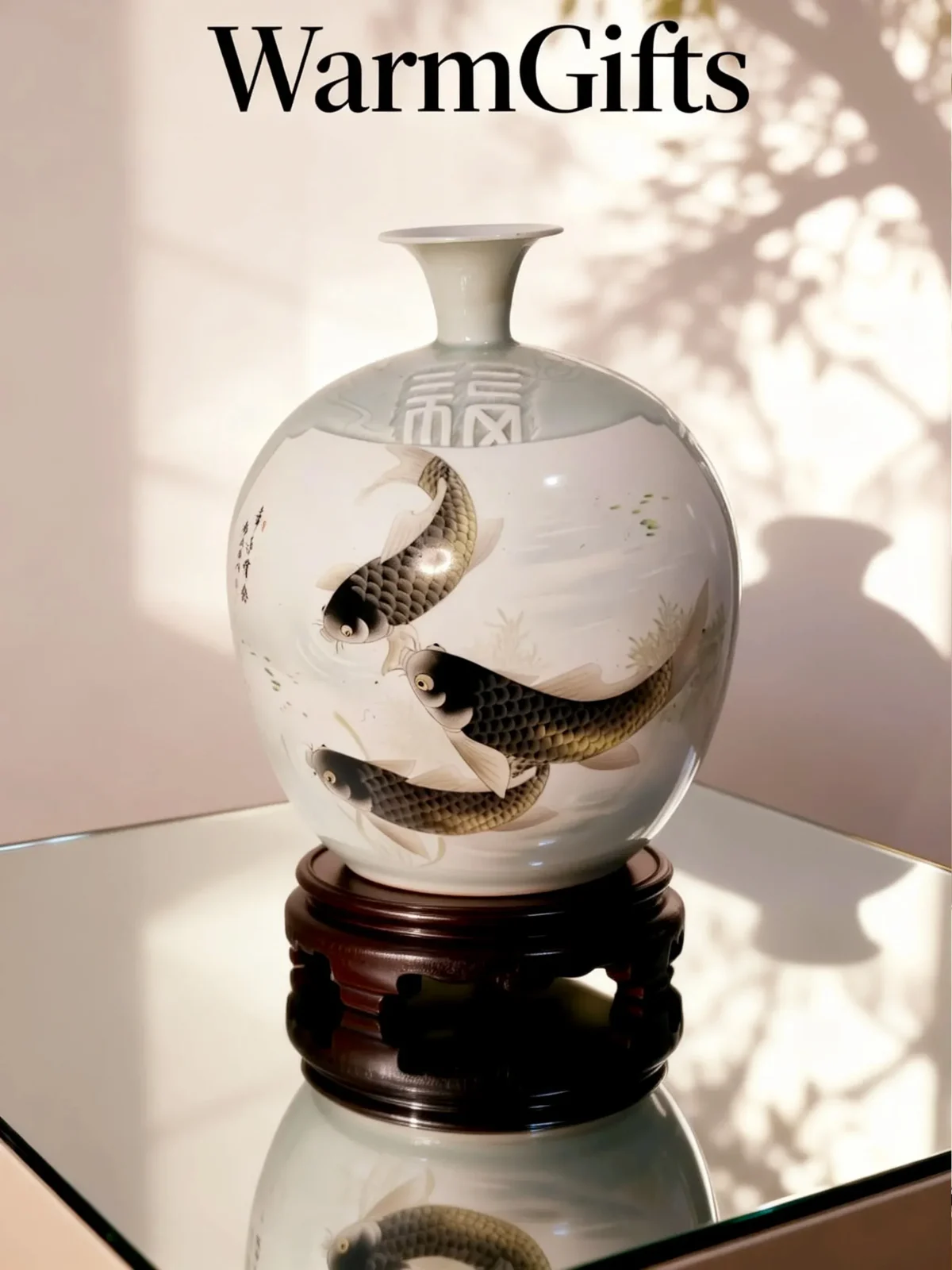 Lantern Bottle Double Reserved Panel Goldfish Koi