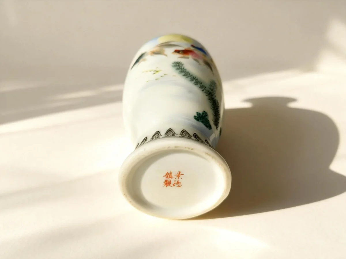 Moon Shadow Swimming Fish Porcelain Bottle