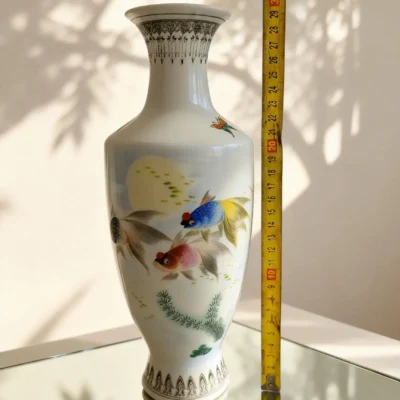 Moon Shadow Swimming Fish Porcelain Bottle