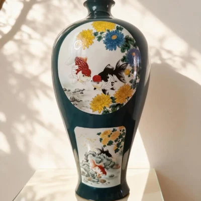 Prunus Vase Six Panels Abundance of Wealth