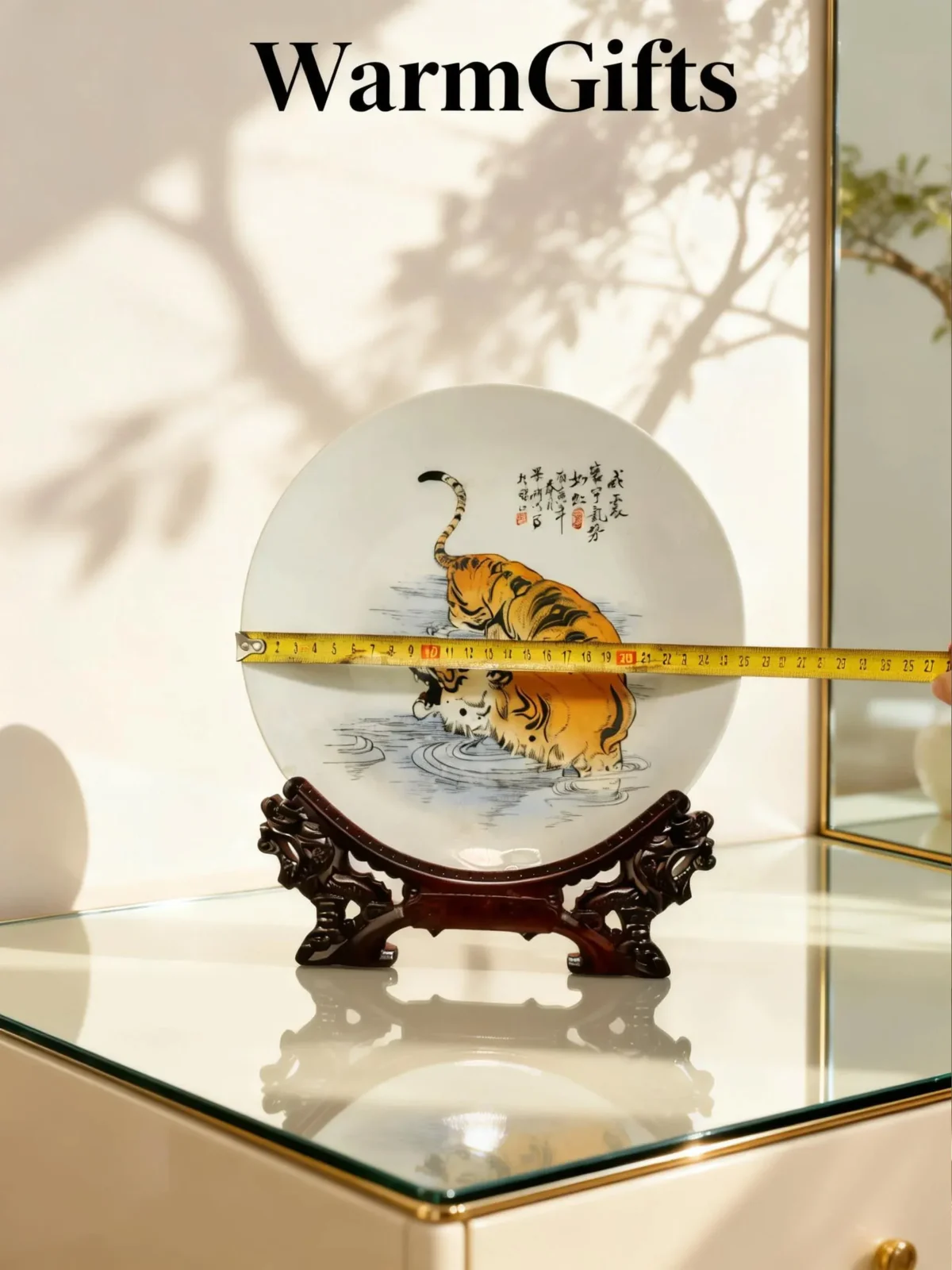 Tiger Leaping Waves Porcelain Plate