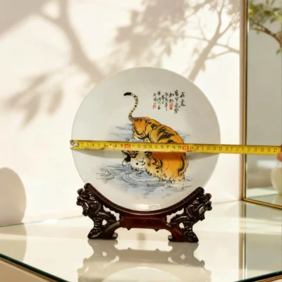 Tiger Leaping Waves Porcelain Plate
