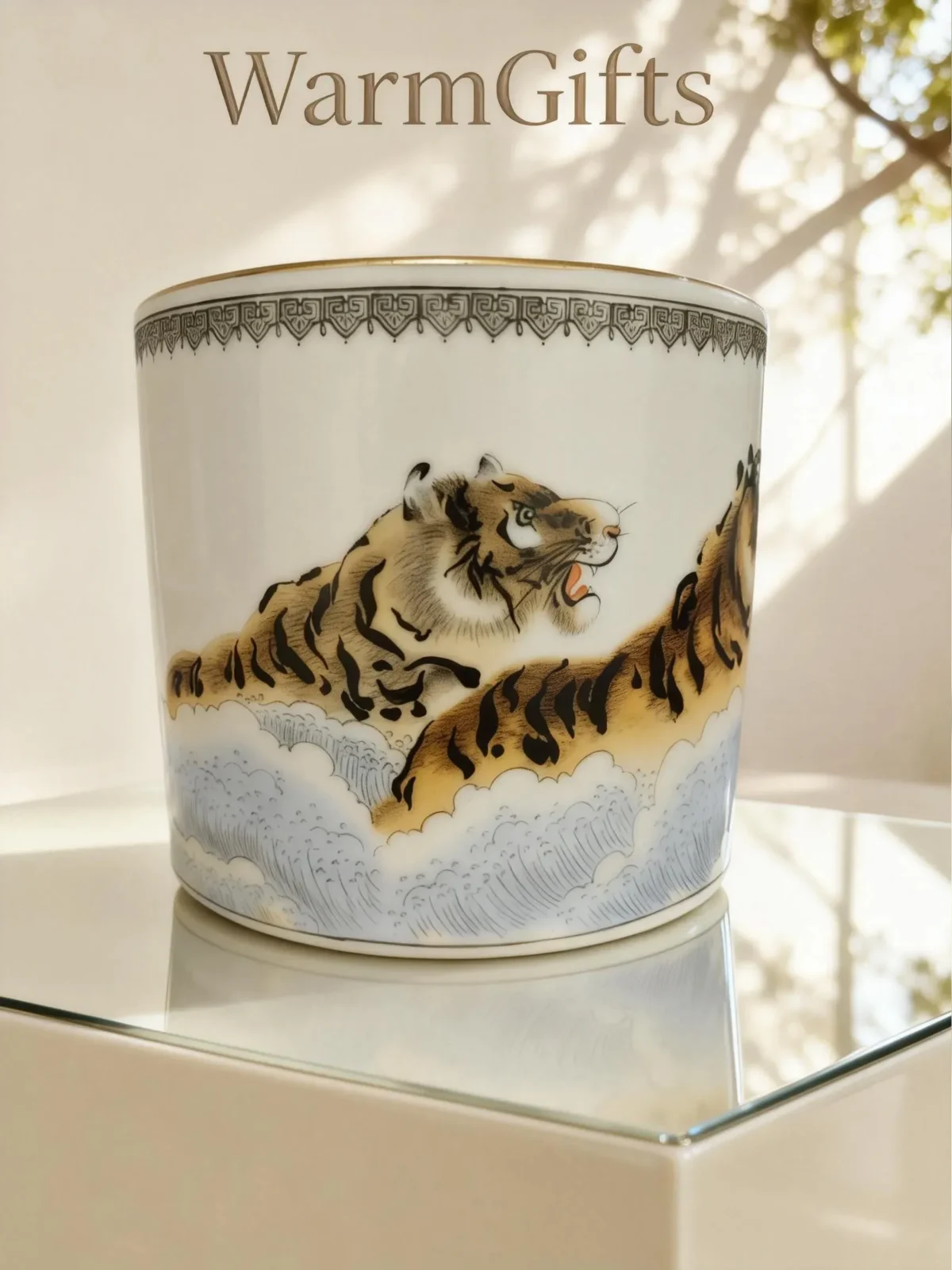 Tiger and Waves Brush Holder