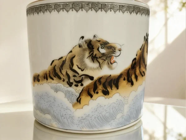 Tiger and Waves Brush Holder