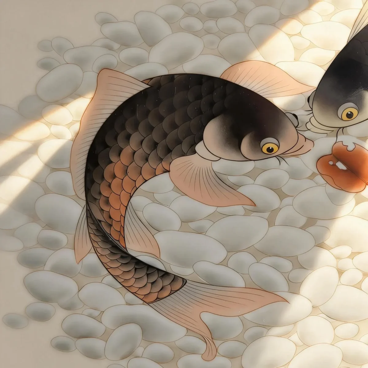 Liyu05 Twin Fish Sporting in Water