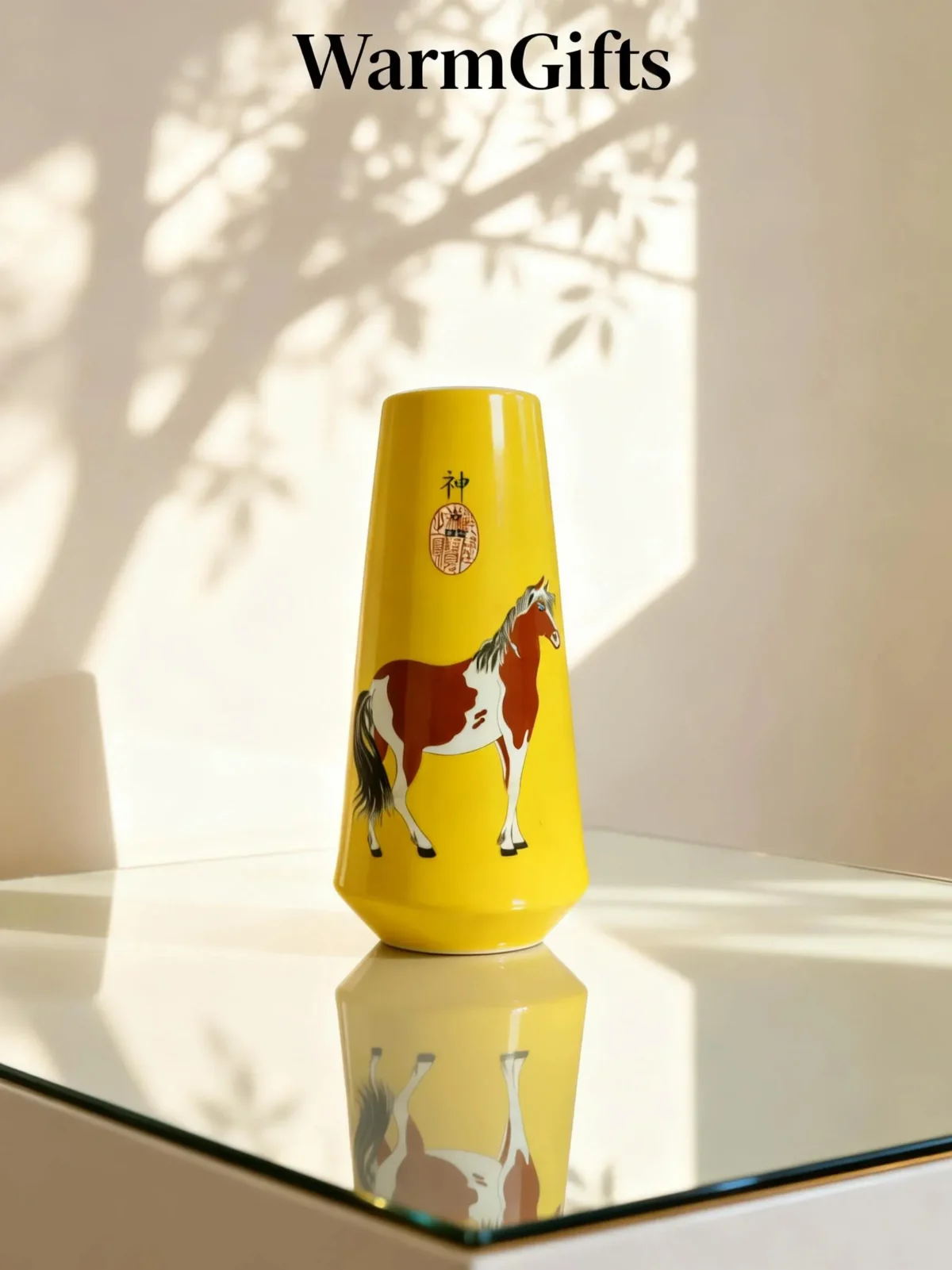 Irregular Golden Bell Porcelain Red Steed
