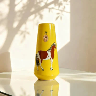 Irregular Golden Bell Porcelain Red Steed