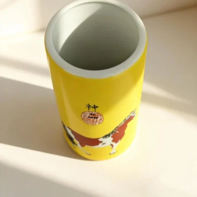 Irregular Golden Bell Porcelain Red Steed