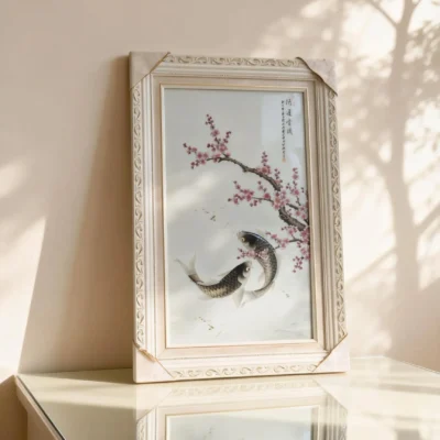 meihua01 Twin Fish Playing Amid Plum Blossoms