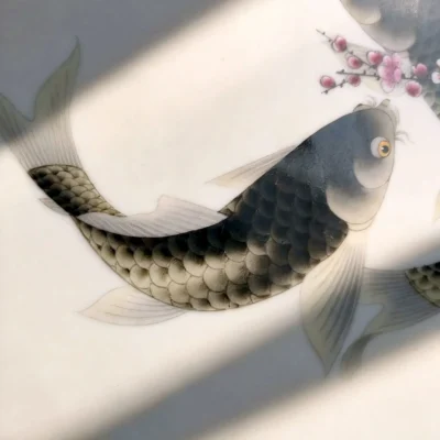 Meihua02 Twin Fish Playing Amid Plum Blossoms