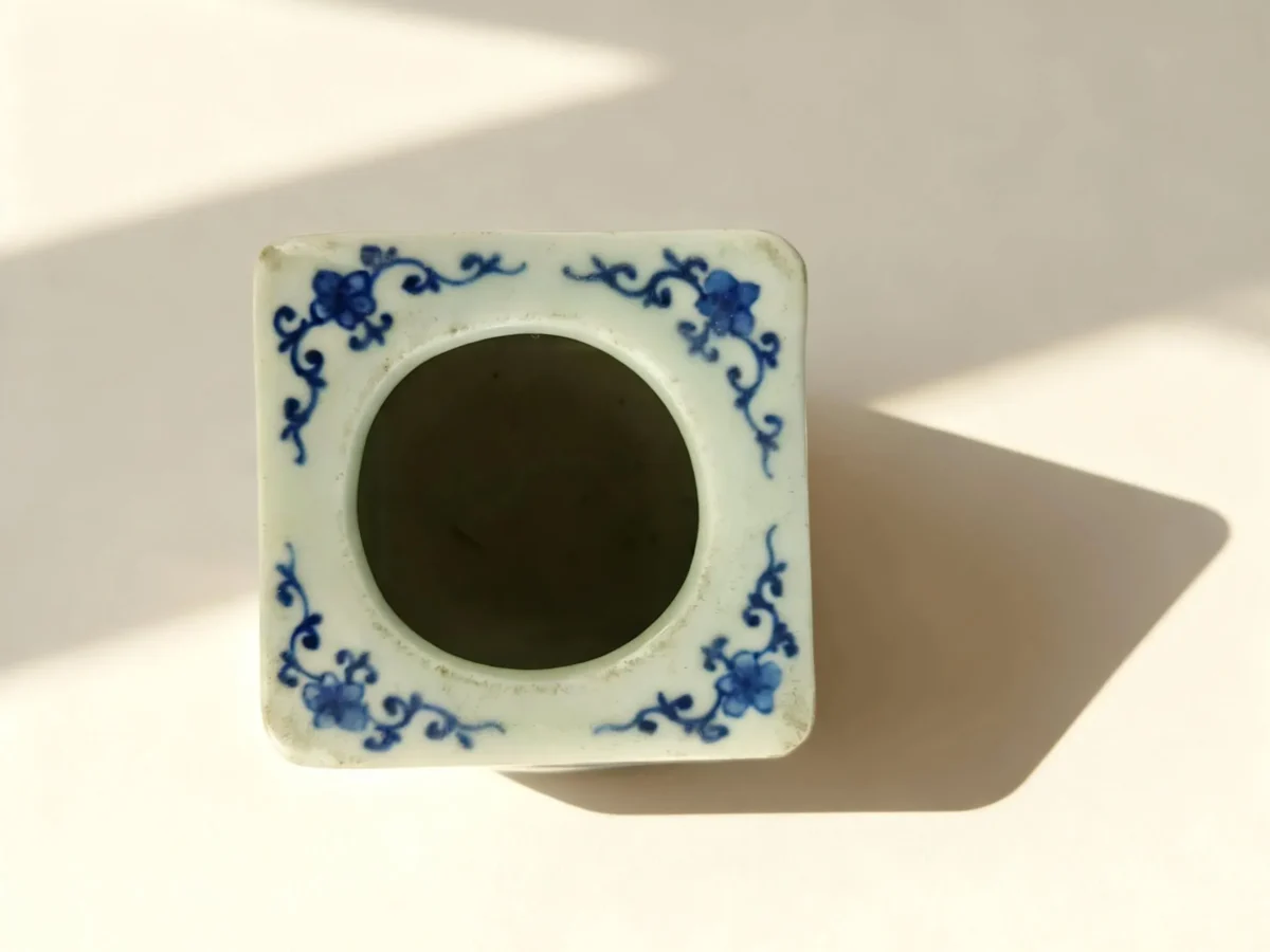 Blue-and-White Happiness and Longevity Pattern Square Ink Stand
