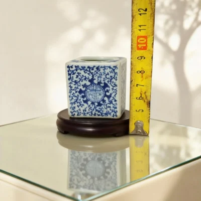 Blue-and-White Happiness and Longevity Pattern Square Ink Stand