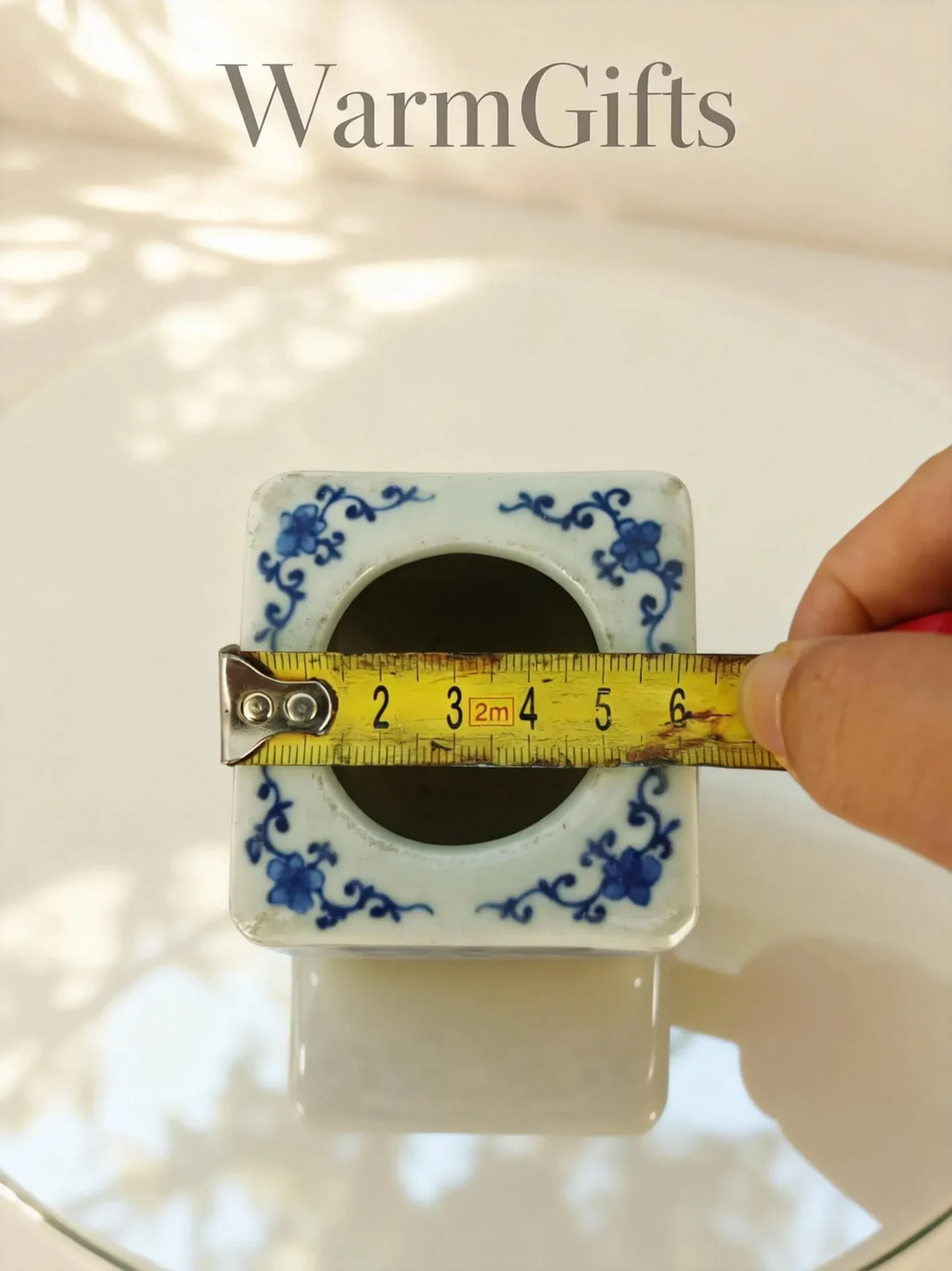 Blue-and-White Happiness and Longevity Pattern Square Ink Stand