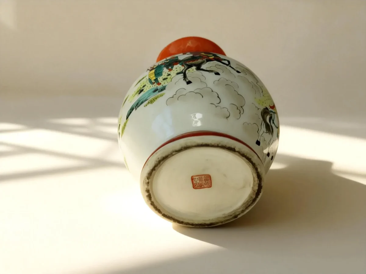 Lantern Bottle Iron-Red Gold-Traced Figures