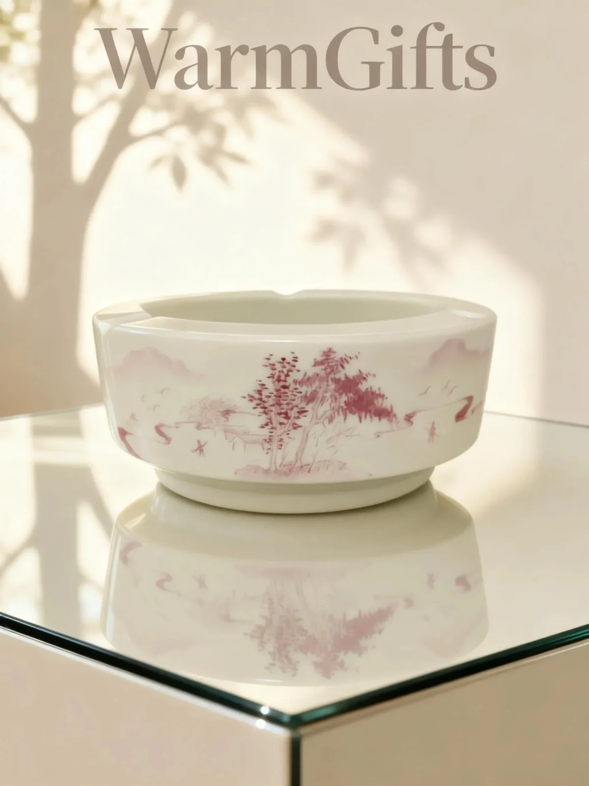 Coral Red Landscape Ashtray