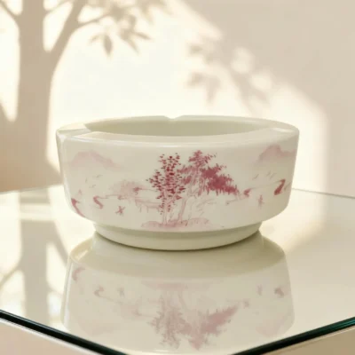 Coral Red Landscape Ashtray