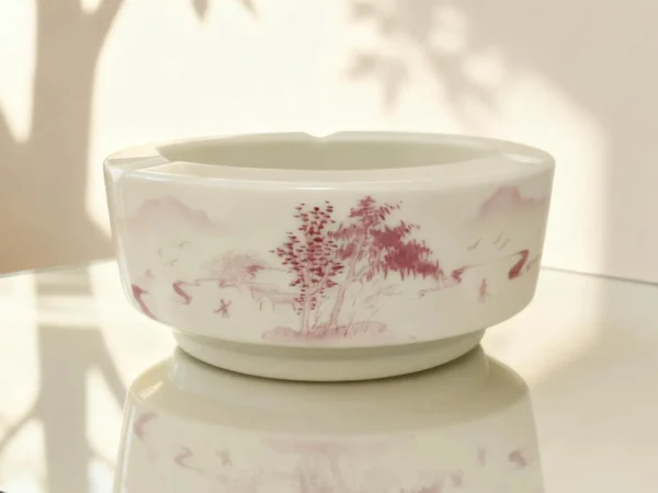 Coral Red Landscape Ashtray