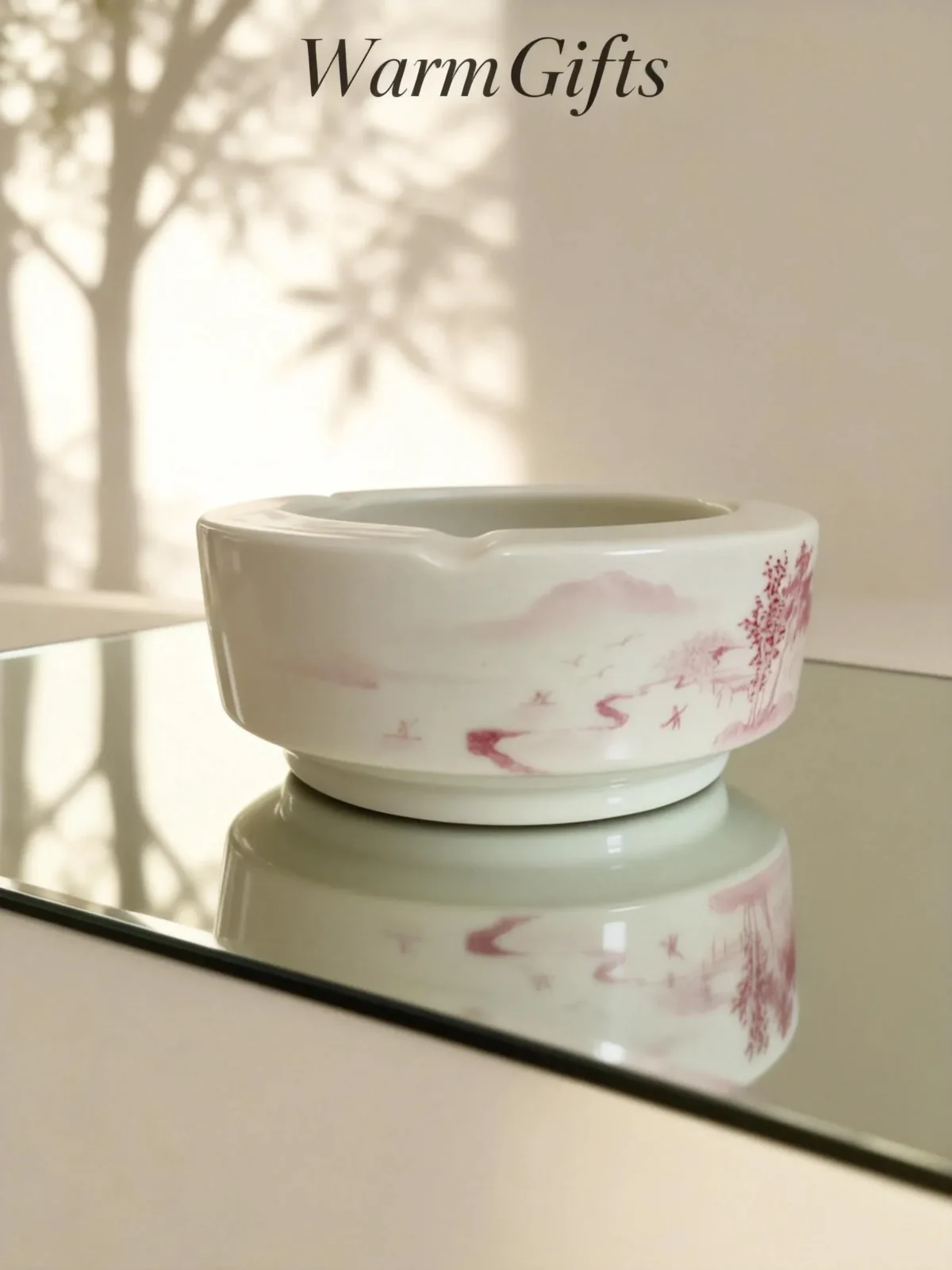 Coral Red Landscape Ashtray