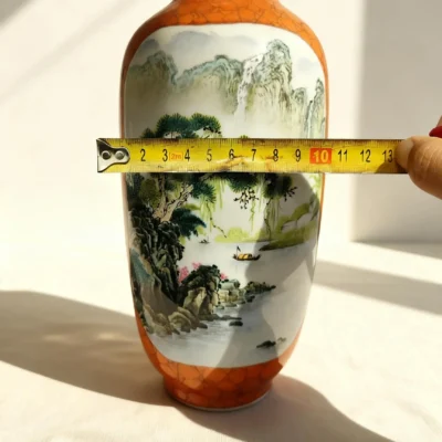 Winter Melon Iron-Red with Gold-Traced Landscape Double-Sided Reserved Panels