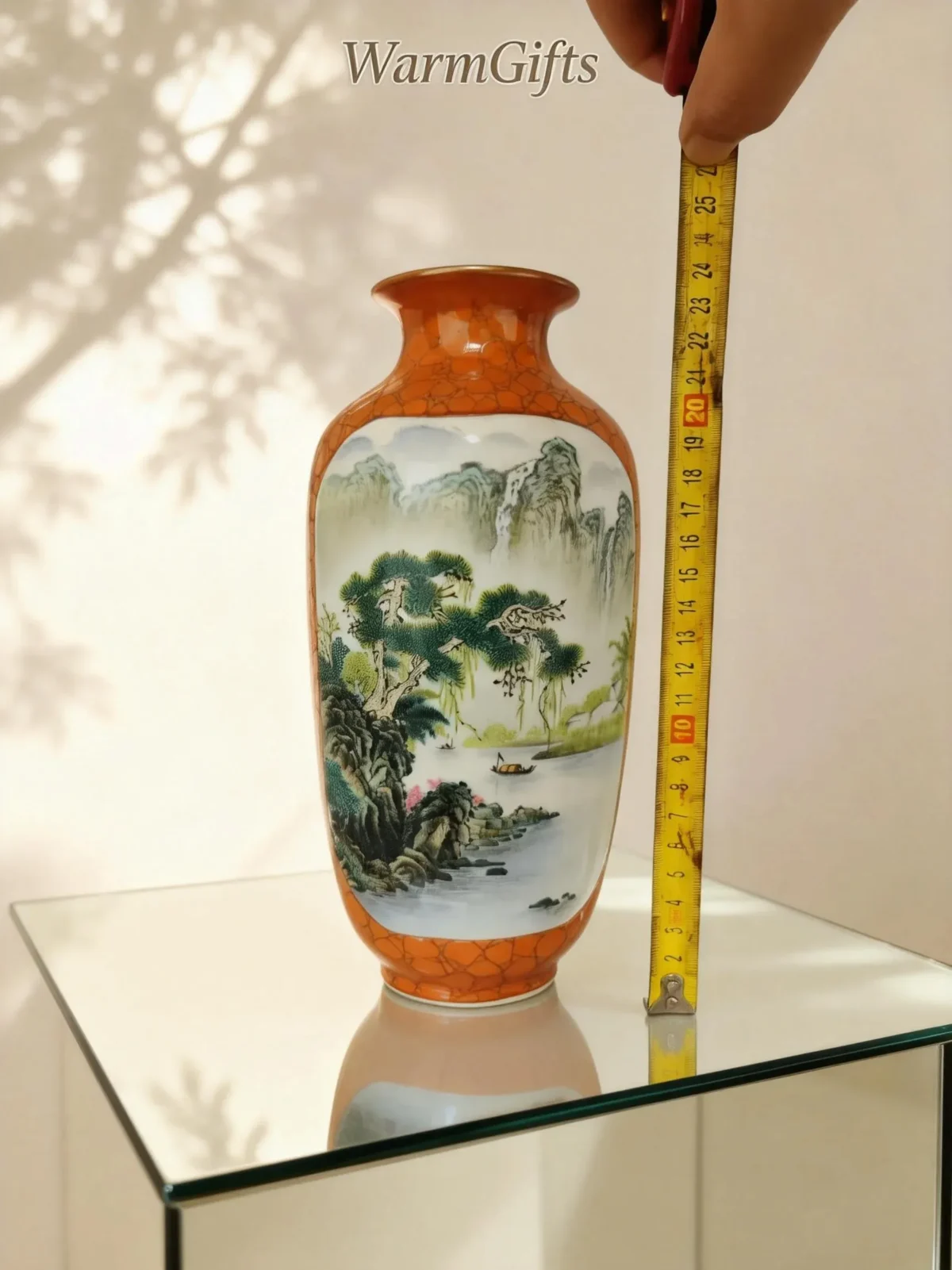 Winter Melon Iron-Red with Gold-Traced Landscape Double-Sided Reserved Panels