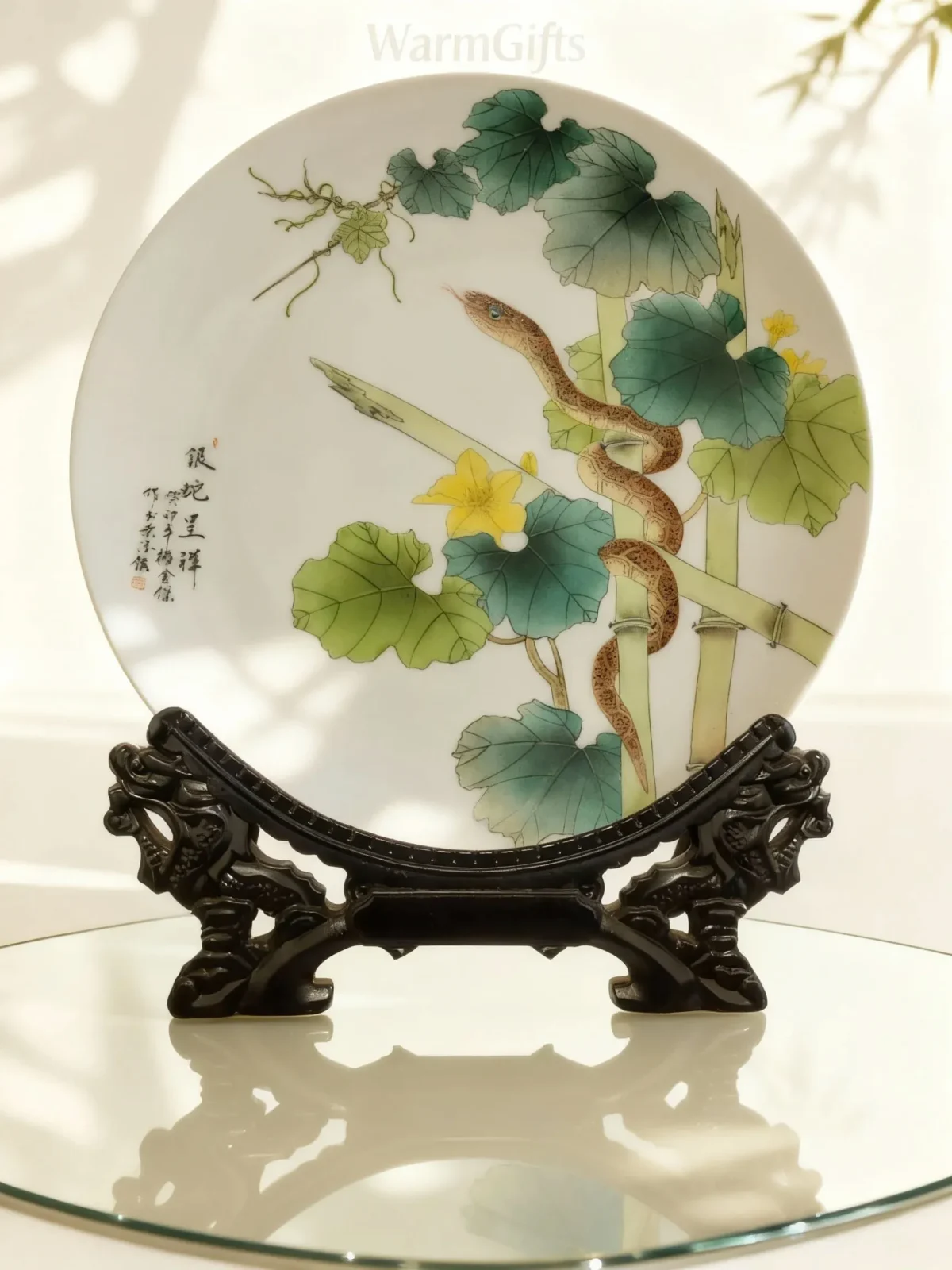 Silver Snake Bringing Good Luck Porcelain Plate