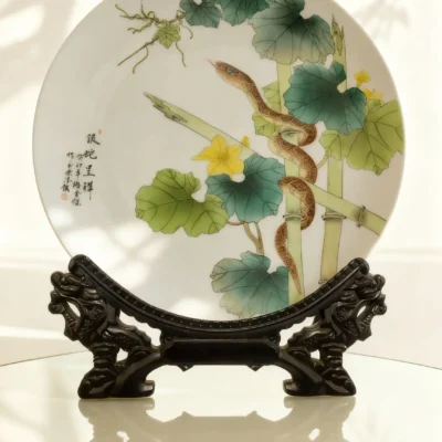 Silver Snake Bringing Good Luck Porcelain Plate