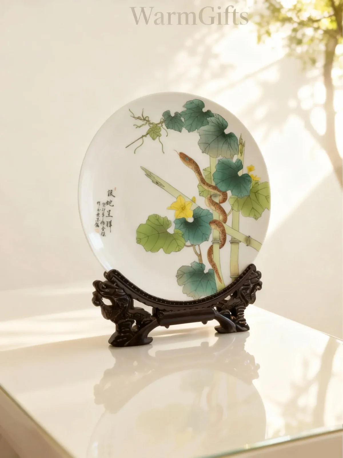 Silver Snake Bringing Good Luck Porcelain Plate