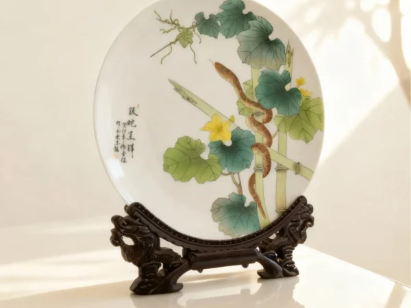 Silver Snake Bringing Good Luck Porcelain Plate