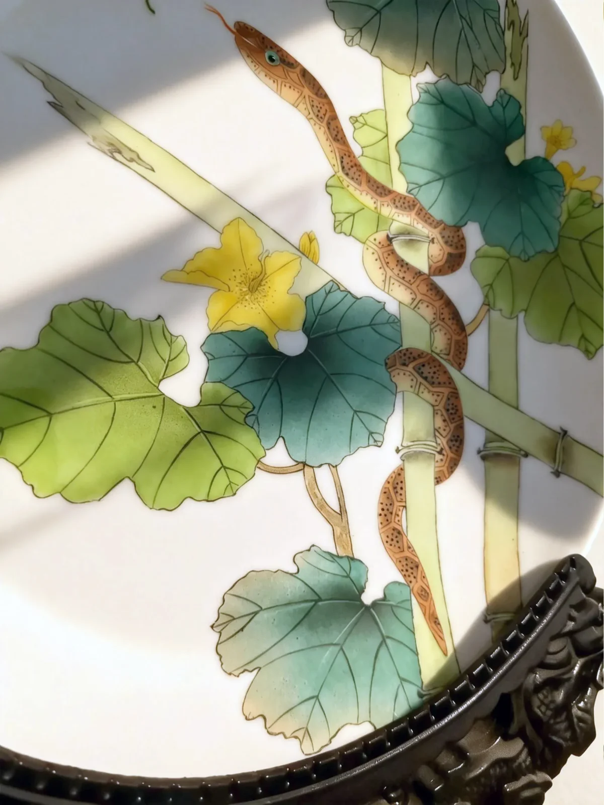 Silver Snake Bringing Good Luck Porcelain Plate