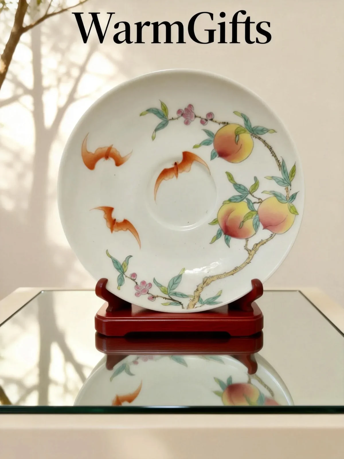 Peach Bat Porcelain Plate