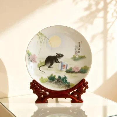 Golden Mouse Prosperity Porcelain Plate