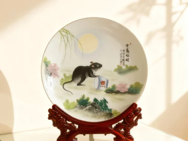 Golden Mouse Prosperity Porcelain Plate