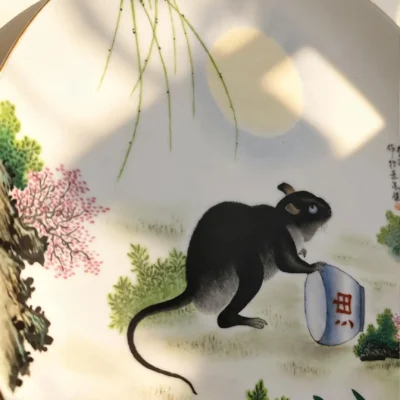 Golden Mouse Prosperity Porcelain Plate