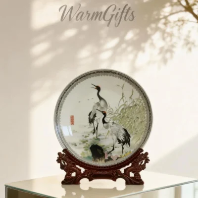 Wetland with red-crowned cranes and reeds