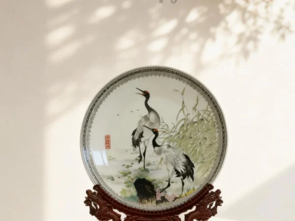 Wetland with red-crowned cranes and reeds