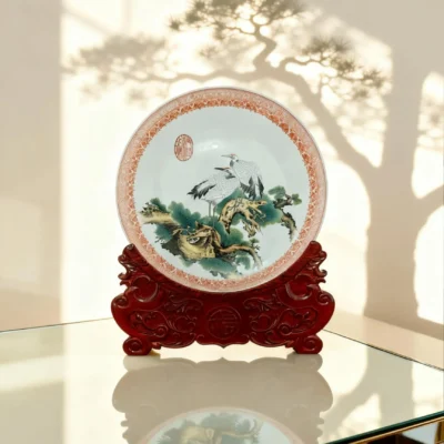 Pine tree& crane porcelain plate