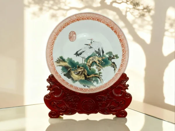 Pine tree& crane porcelain plate