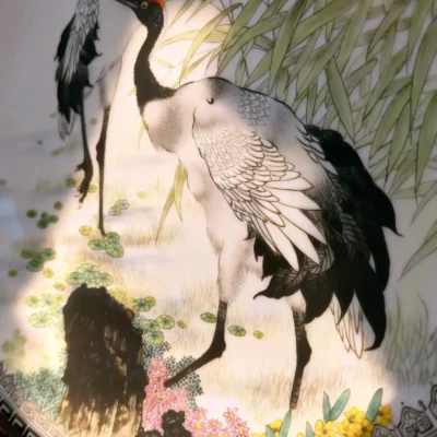 Wetland with red-crowned cranes and reeds