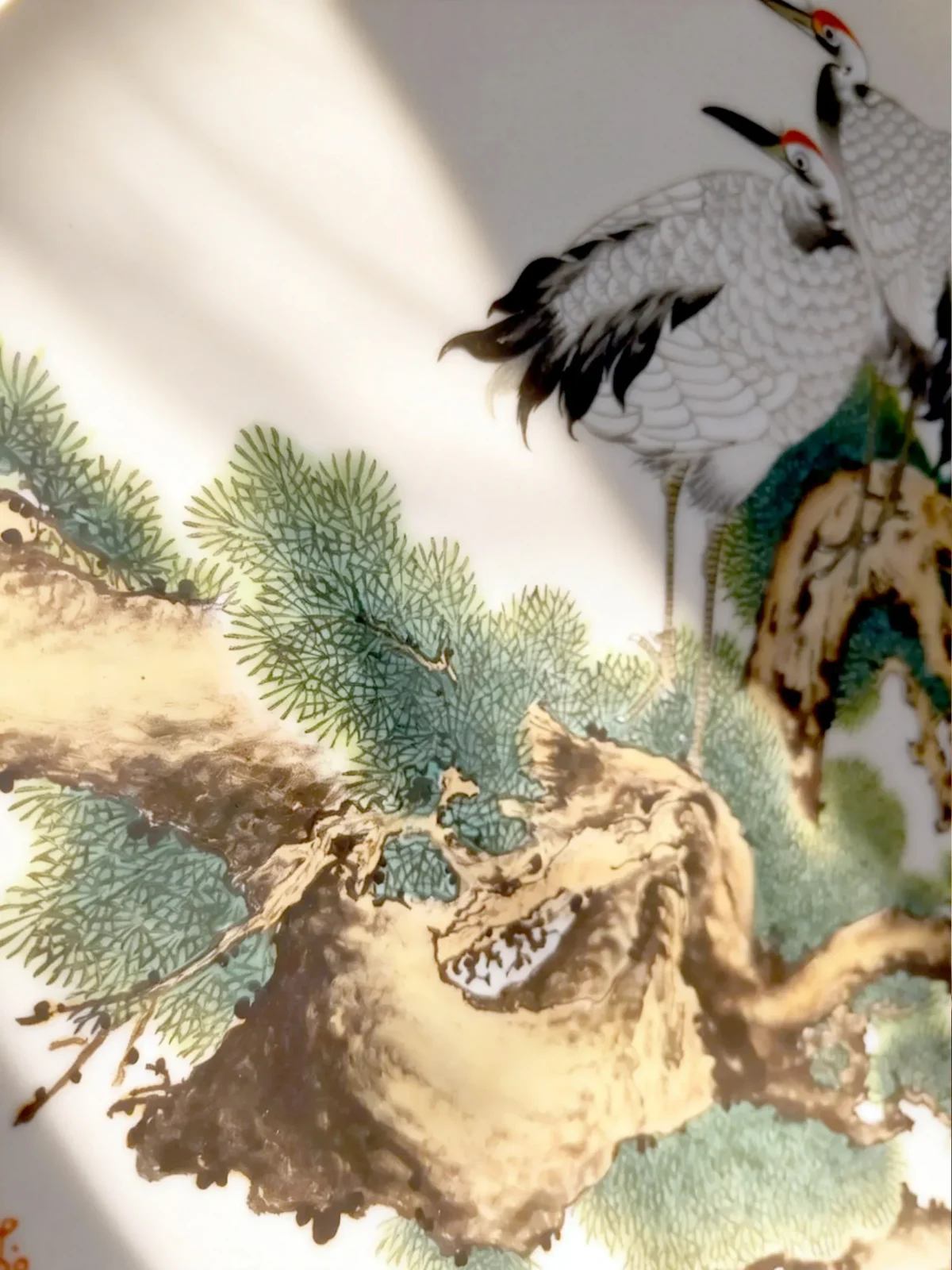 Pine tree& crane porcelain plate