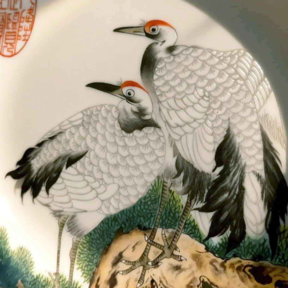 Pine tree& crane porcelain plate