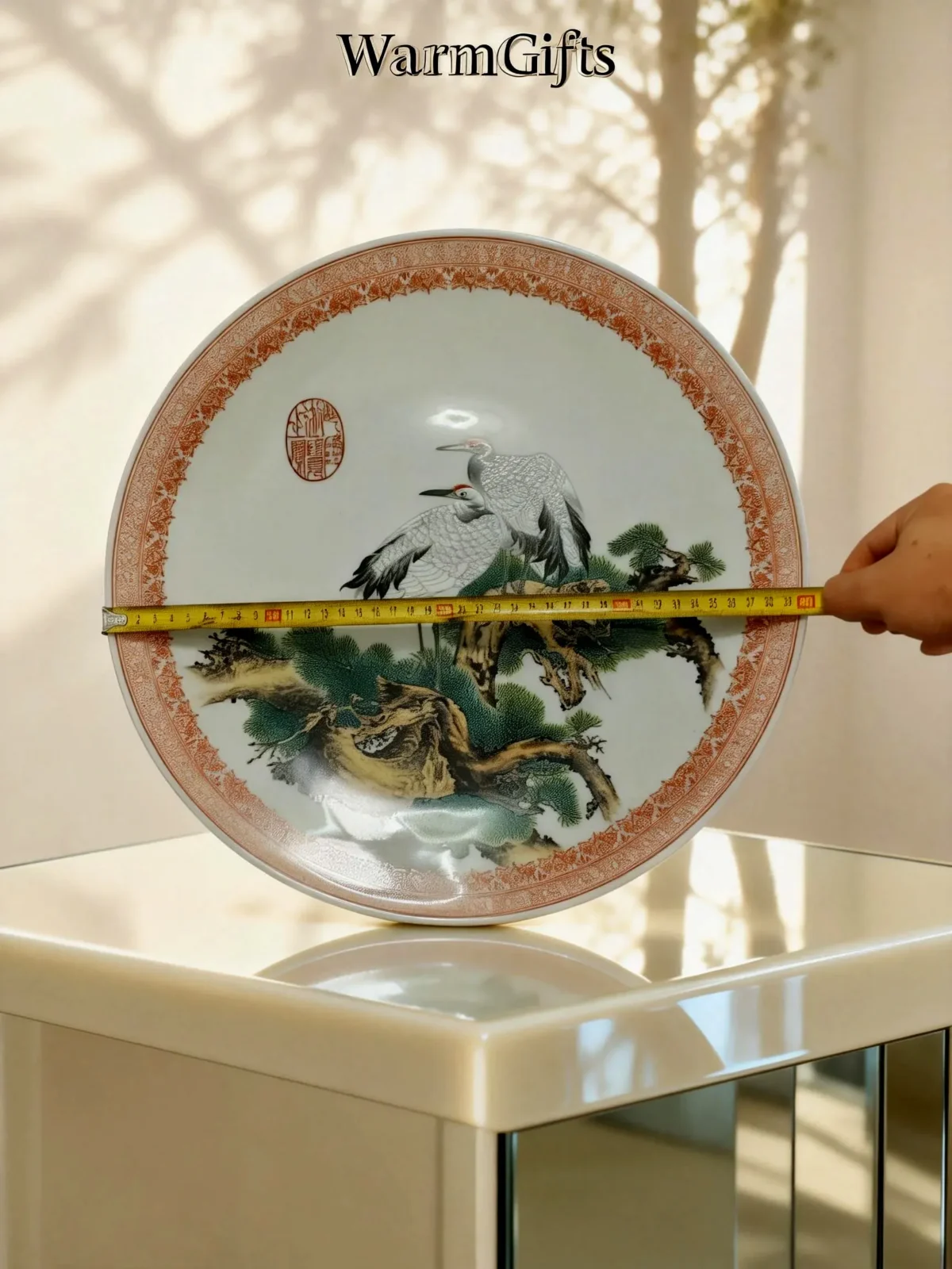 Pine tree& crane porcelain plate