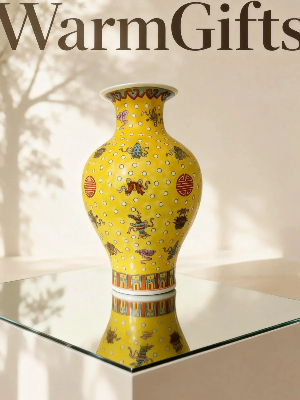 Yellow-Ground Arhat Bottle Pattern